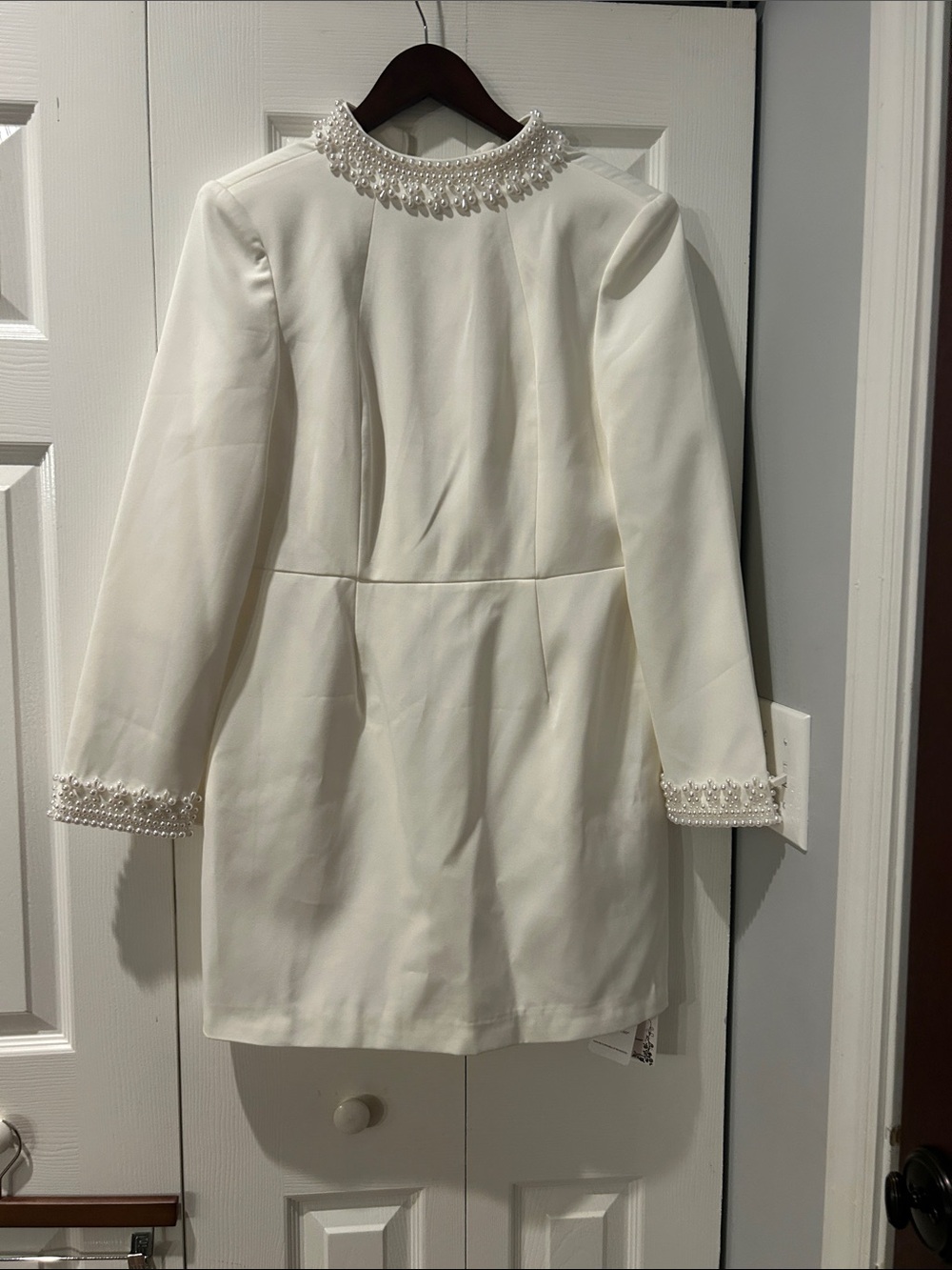 Women's White Embellished Collar dress